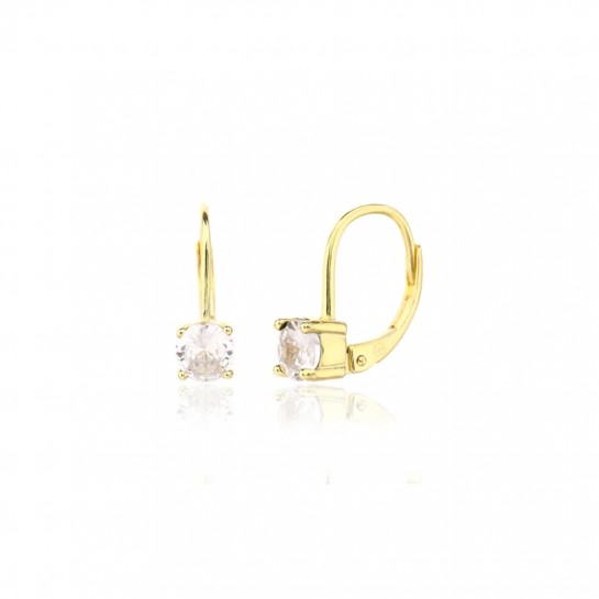Kolczyki pozłacane - klasyczne z białą cyrkonią