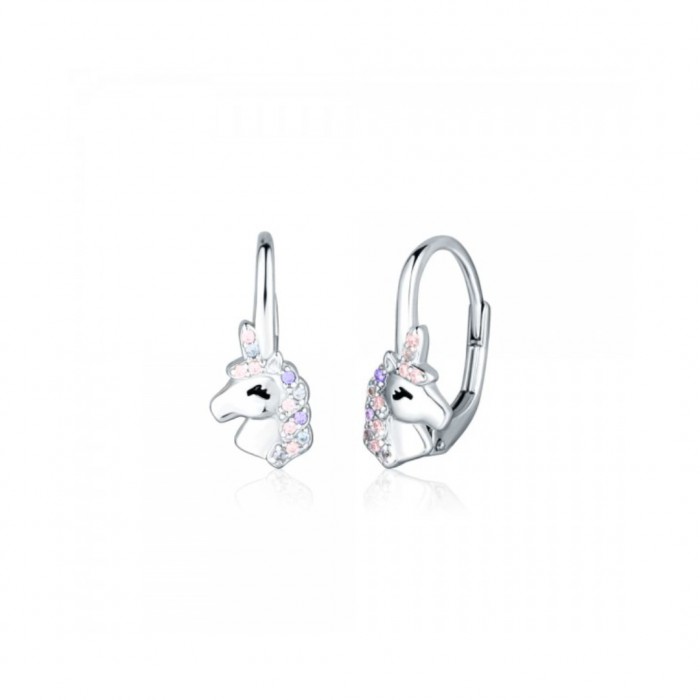 Kolczyki srebrne 925 - jednorożce z kolorowymi cyrkoniami