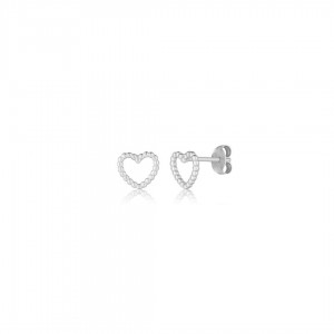 Kolczyki srebrne 925 kontury serca