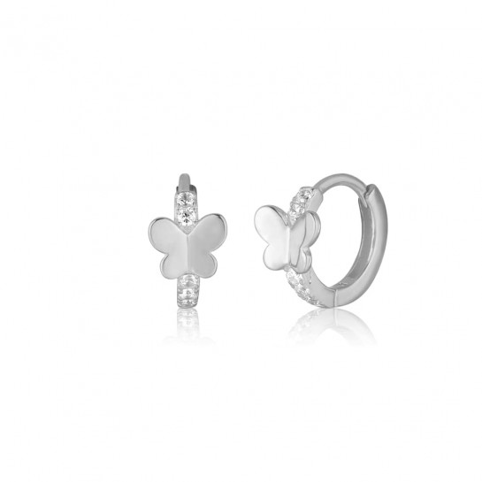 Kolczyki srebrne 925 okrągłe z motylkami