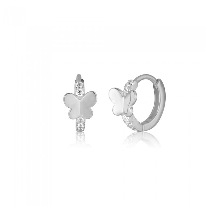 Kolczyki srebrne 925 okrągłe z motylkami