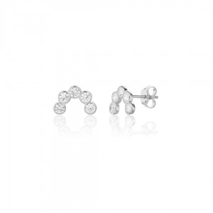 Kolczyki srebrne 925 półokrągłe zdobione cyrkoniami