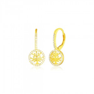 Kolczyki srebrne 925 pozłacane - drzewa zdobione cyrkoniami