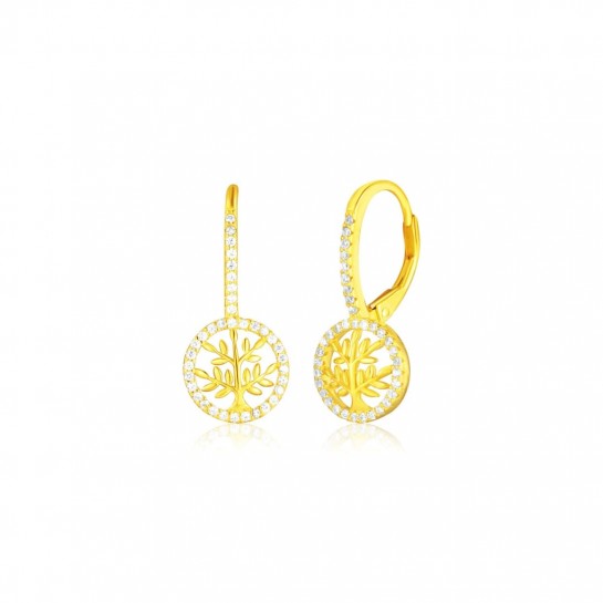 Kolczyki srebrne 925 pozłacane - drzewa zdobione cyrkoniami
