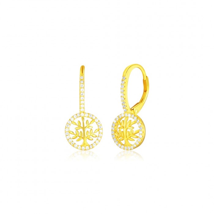 Kolczyki srebrne 925 pozłacane - drzewa zdobione cyrkoniami
