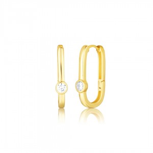 Kolczyki srebrne 925 pozłacane z cyrkoniami - owalne ogniwa 25 mm