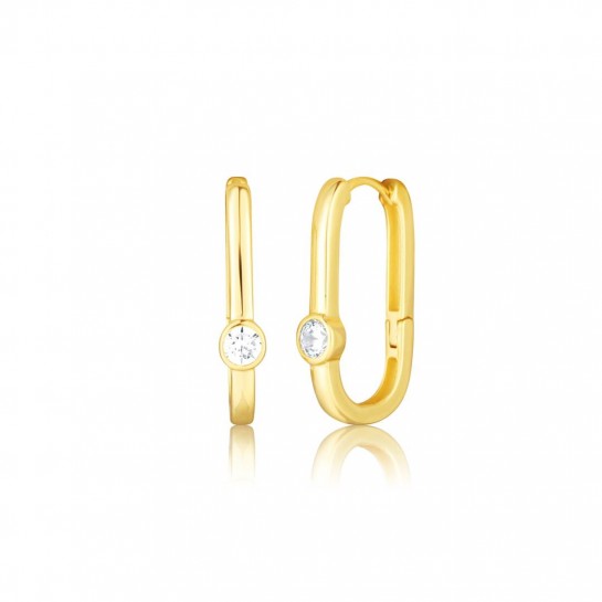 Kolczyki srebrne 925 pozłacane z cyrkoniami - owalne ogniwa 25 mm