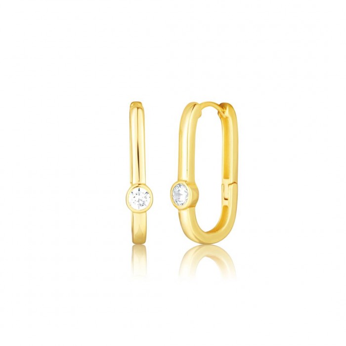 Kolczyki srebrne 925 pozłacane z cyrkoniami - owalne ogniwa 25 mm