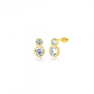 Kolczyki srebrne 925 pozłacane z dwoma oczkami