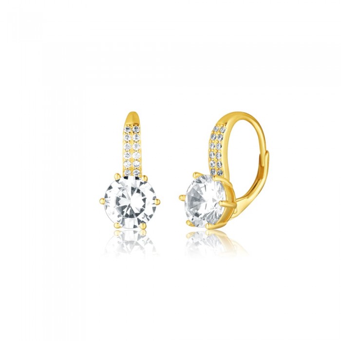 Kolczyki srebrne 925 pozłacane z podwójnym rzędem cyrkonii na angielskim zapięciu