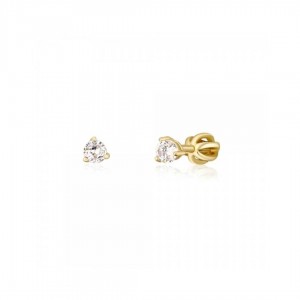 Kolczyki srebrne 925 pozłacane zakręcane sztyfty z cyrkoniami 4 mm