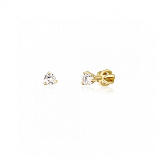 Kolczyki srebrne 925 pozłacane zakręcane sztyfty z cyrkoniami 4 mm