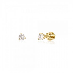 Kolczyki srebrne 925 pozłacane zakręcane sztyfty z cyrkoniami 5 mm