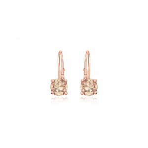 Kolczyki srebrne 925 rose gold - cyrkonie szampańskie