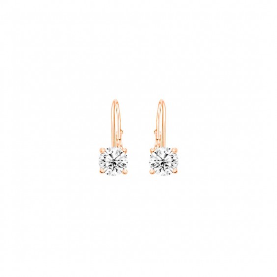 Kolczyki srebrne 925 rose gold - cyrkonie transparentne