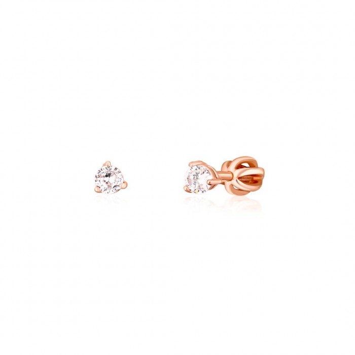 Kolczyki srebrne 925 rose gold - zakręcane sztyfty z cyrkoniami 6 mm