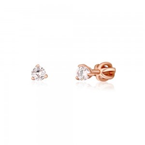 Kolczyki srebrne 925 rose gold - zakręcane sztyfty z cyrkoniami