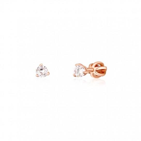 Kolczyki srebrne 925 rose gold - zakręcane sztyfty z cyrkoniami