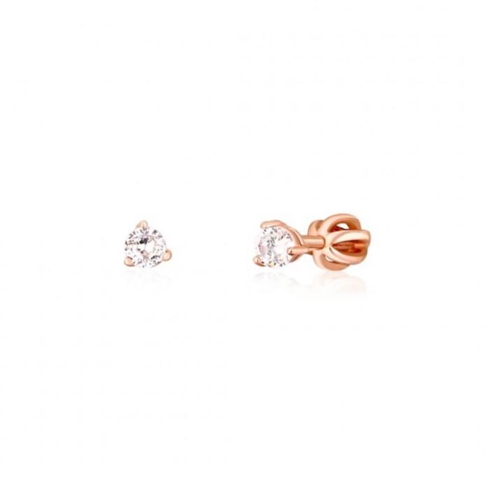 Kolczyki srebrne 925 rose gold - zakręcane sztyfty z cyrkoniami