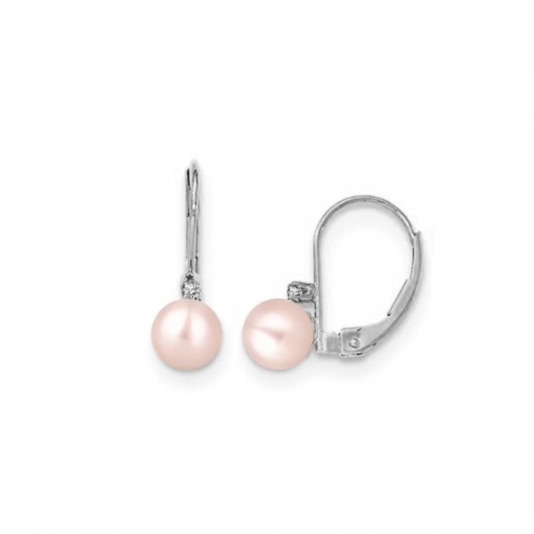 Kolczyki srebrne 925 różowe perły i cyrkonie
