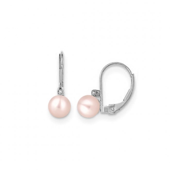 Kolczyki srebrne 925 różowe perły i cyrkonie