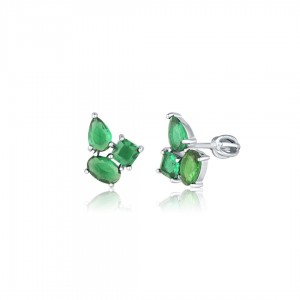 Kolczyki srebrne 925 trzy zielone cyrkonie