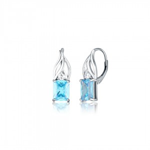 Kolczyki srebrne 925 z turkusową i białą cyrkonią