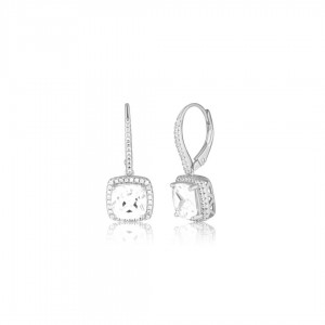 Kolczyki srebrne 925 z wiszącymi kwadratowymi cyrkoniami