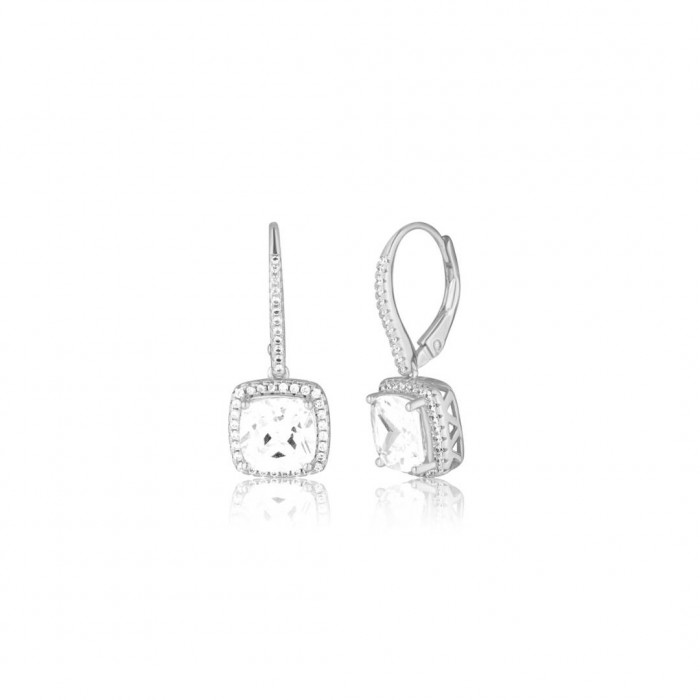 Kolczyki srebrne 925 z wiszącymi kwadratowymi cyrkoniami