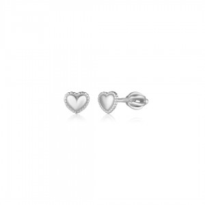 Kolczyki srebrne 925 zakręcane - gładkie zdobione serduszka