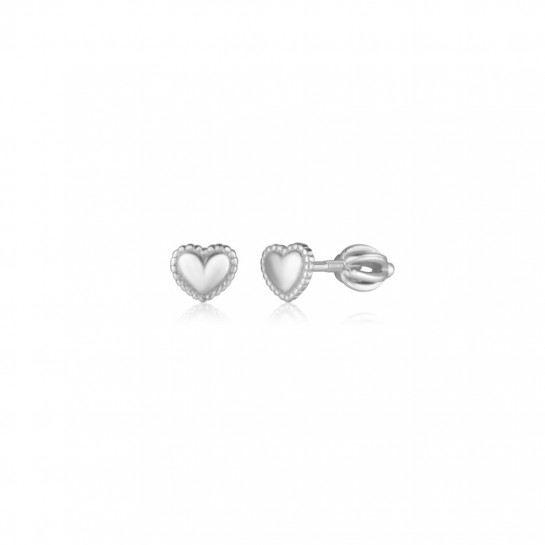Kolczyki srebrne 925 zakręcane - gładkie zdobione serduszka