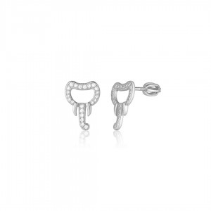 Kolczyki srebrne 925 zakręcane - głowa słonia