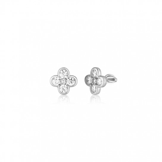 Kolczyki srebrne 925 zakręcane - koniczyny z cyrkoniami