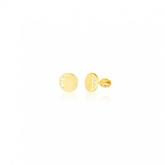 Kolczyki srebrne 925 zakręcane - okrągłe pozłacane z trzema cyrkoniami