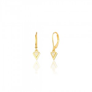 Kolczyki srebrne 925 złocone trójkąty z cyrkoniami
