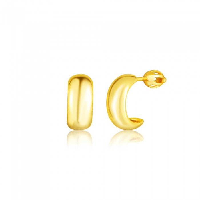 Kolczyki srebrne 925 złocone zakręcane - gładkie przecinki
