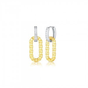 Kolczyki srebrne dwukolorowe - ruchome ogniwa