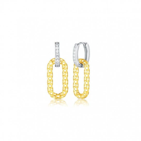 Kolczyki srebrne dwukolorowe - ruchome ogniwa