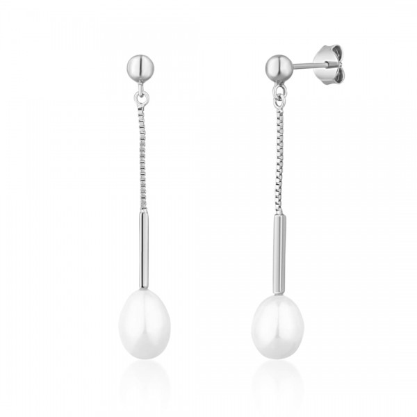 Kolczyki srebrne - linki z wiszącymi perłami 