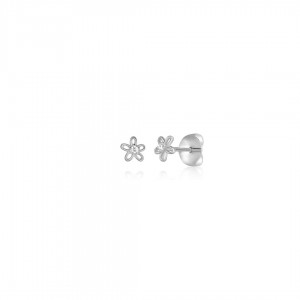 Kolczyki srebrne - małe kwiatuszki z cyrkoniami