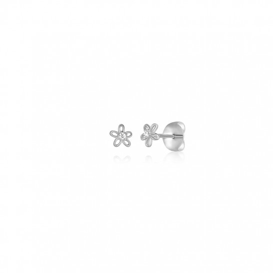 Kolczyki srebrne - małe kwiatuszki z cyrkoniami