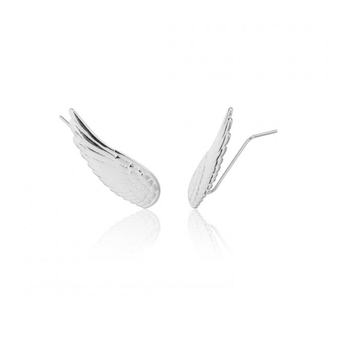 Kolczyki srebrne na biglu otwartym - skrzydła
