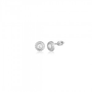Kolczyki srebrne okrągłe zakręcane z cyrkoniami