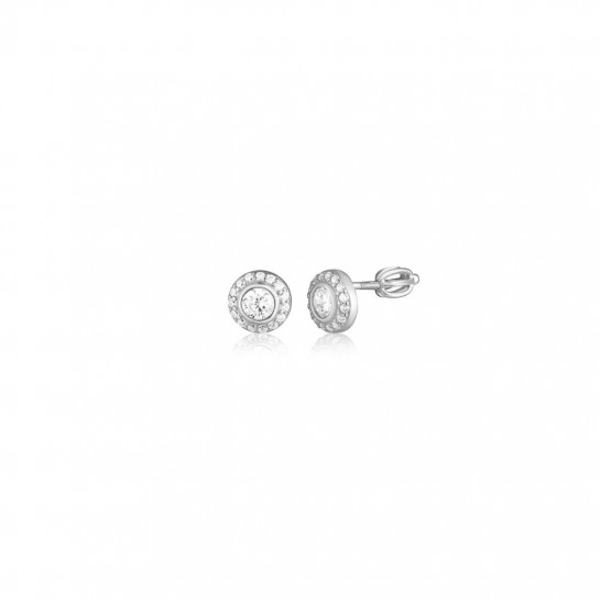Kolczyki srebrne okrągłe zakręcane z cyrkoniami
