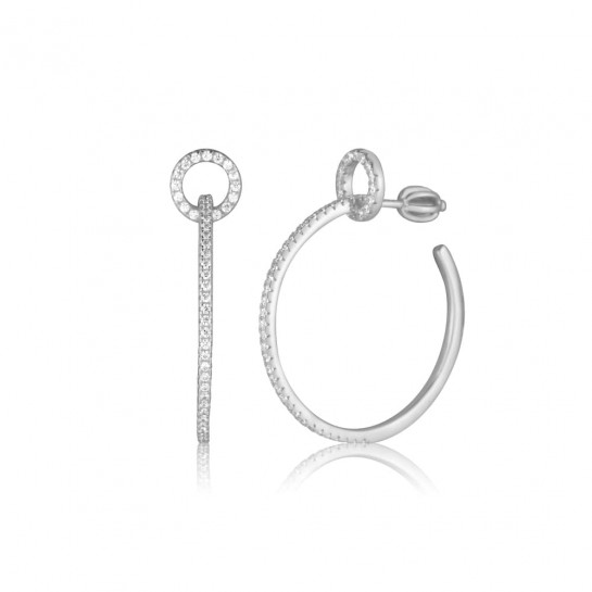 Kolczyki srebrne - otwarte koła 3 cm z cyrkoniami
