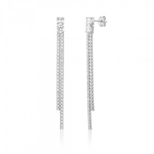 Kolczyki srebrne - podwójne linki z cyrkoniami