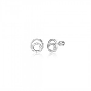 Kolczyki srebrne - podwójne okręgi z cyrkoniami