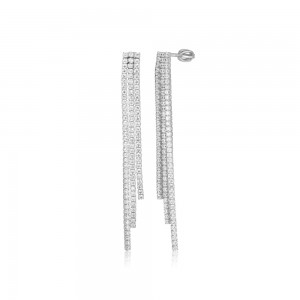 Kolczyki srebrne - potrójne długie linki z cyrkoniami