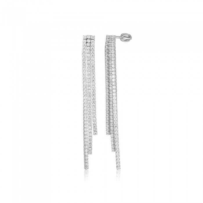 Kolczyki srebrne - potrójne długie linki z cyrkoniami