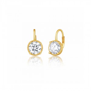 Kolczyki srebrne pozłacane 925 z dużymi cyrkoniami w ozdobnej oprawie